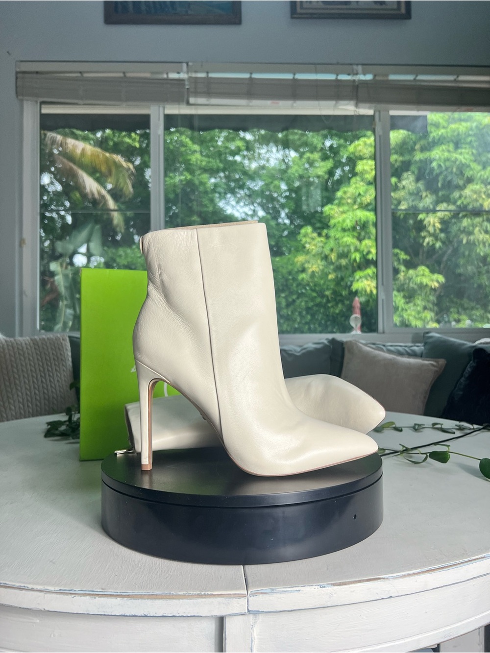 Sam Edelman Ivory Pointed-Toe Stiletto Ankle Booties